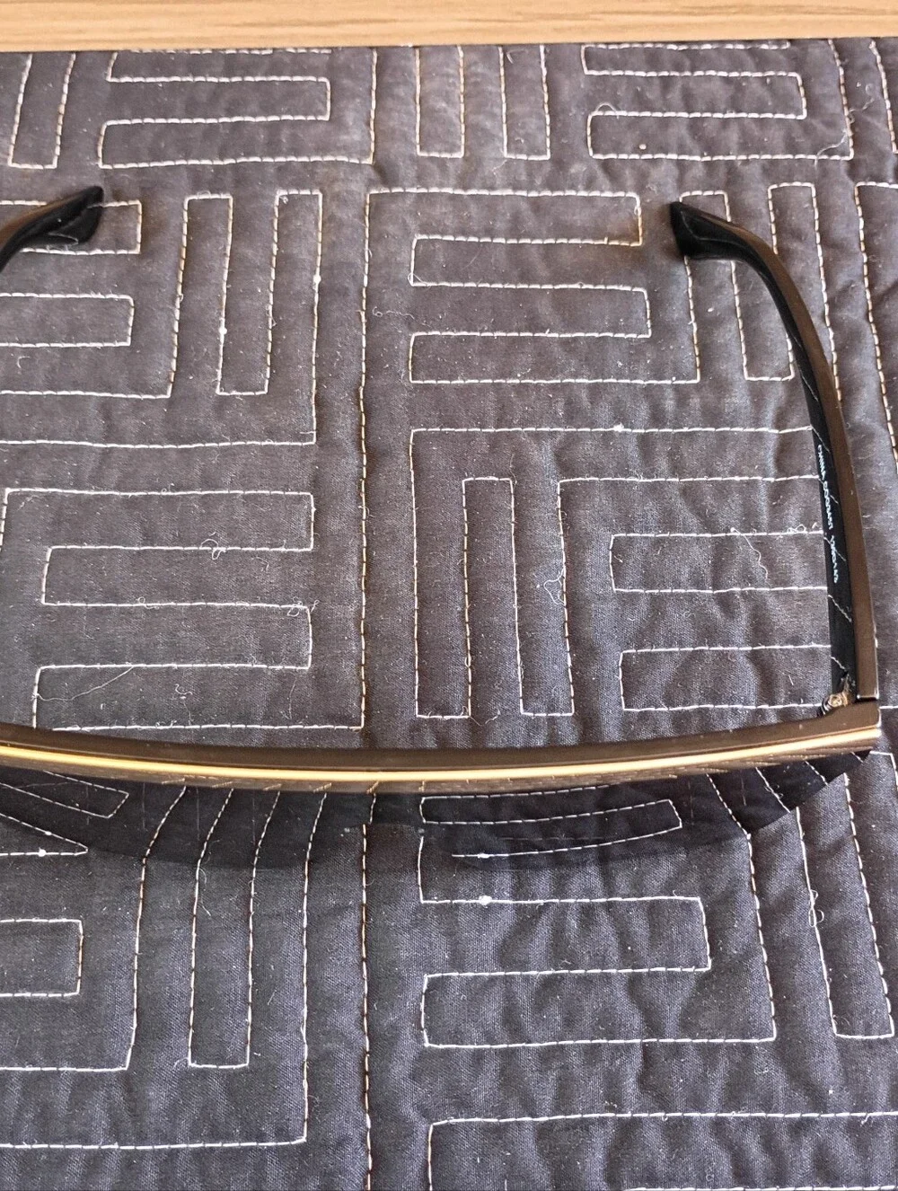 Men's Shield Sunglasses with Black Lenses and Gold Brow Bar